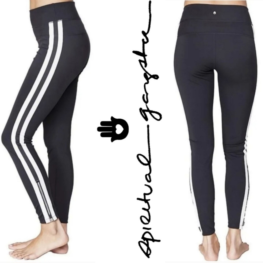 Spiritual Gangster Track Stripe Zip Ankle Compression 7/8 Leggings